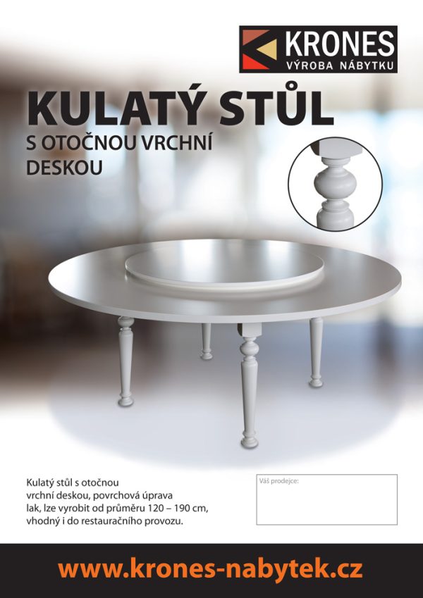 KULATÝ STŮL s otočnou vrchní deskou